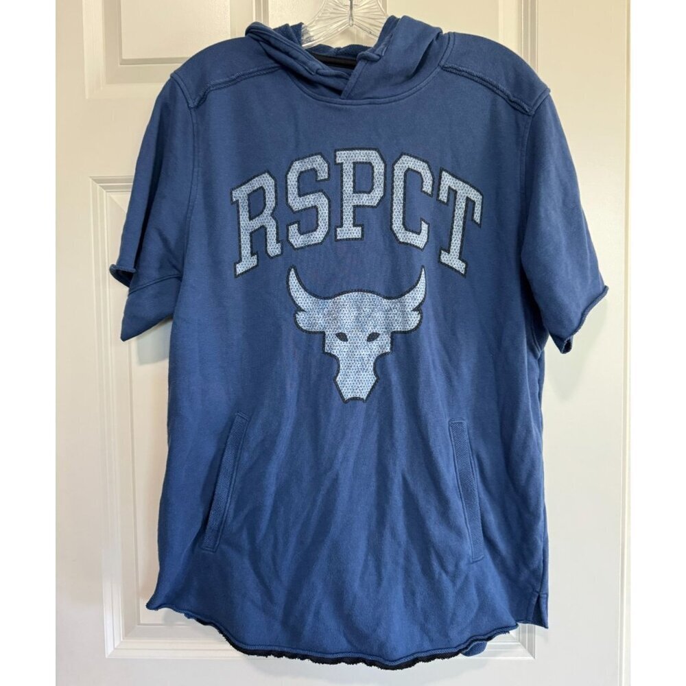 Under Armour Project Rock Terry Hoodie Sweatshirt Respect Blue Men's Large L